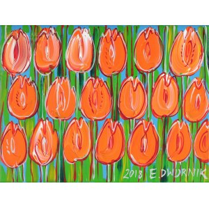 Edward DWURNIK (1943-2018), Pomarańczowe tulipany (2018)