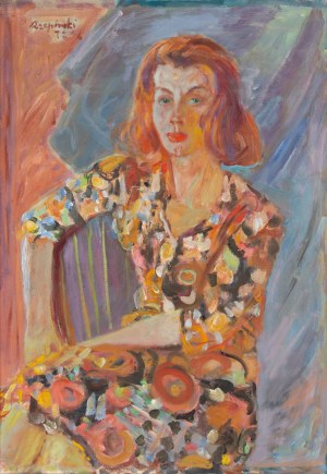 Czesław Rzepiński (1905 Strusów k. Trembowli - 1995 Kraków), Kobieta w kwiecistej sukience, 1972