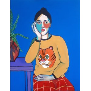 Agata Burnat, Portret kobiety z paprocią, 2021