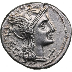 Roman Republic AR Denarius - Porcia. P. Porcius Lacca (110-109 BC)