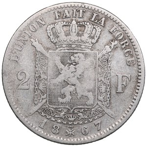 Belgium 2 francs 1867 - Léopold II (1865-1909)