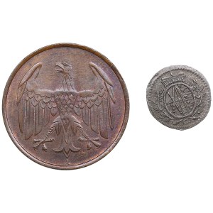 Germany 1 pfenning 1765 & 4 reichspfenning 1932 (2)