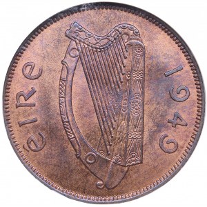 Ireland 1 penny 1949 - NGC MS 65 RB