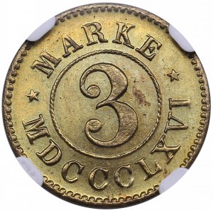 Estonia, Russia - Dorpat notgeld 3 marke (3 kopecks) 1866 - NGC MS 65