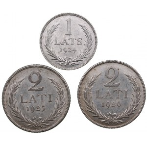 Latvia 2 lati 1925, 1926 & 1 lats 1924 (3)