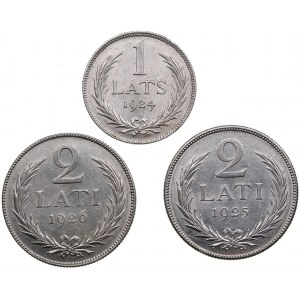 Latvia 2 lati 1925, 1926 & 1 lats 1924 (3)