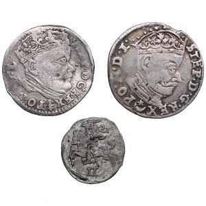 Poland-Lithuania 3 grosz 1582, 1585 & 2 denar 1566 (3)