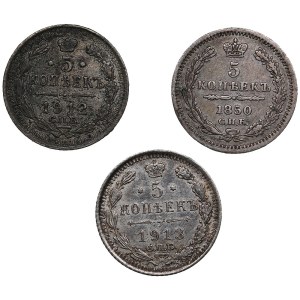 Russia 5 kopecks 1850, 1912, 1913 (3)