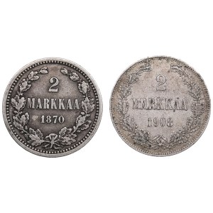 Russia, Finland 2 markkaa 1870, 1908 (2)