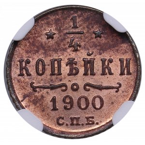 Russia 1/4 kopecks 1900 СПБ - NGC MS 65 RB