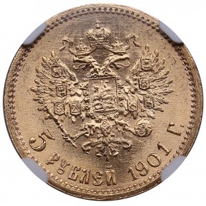 Russia 5 roubles 1901 ФЗ - NGC MS 66