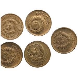 Russia, USSR 1 kopecks 1933, 1936, 1938, 1946, 1949 (5)