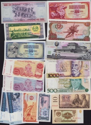 Lot of World paper money: Serbia, Russia USSR, Yugoslavia, Brazil, Madagascar (26)