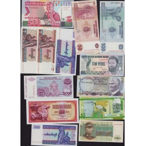 Lot of World paper money: Gambia, Turkey, Congo, Guinea-Bissau, Madagascar, Myanmar, Burma, Republic of Serbian Krajina,