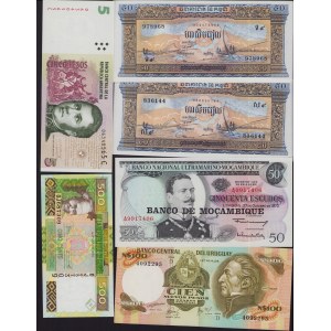Lot of World paper money: Cambodia, Uruguay, Mozambique, Argentina, Guinea (6)