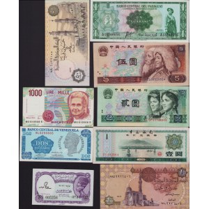 Lot of World paper money: China, Barbados, Colombia, Italia, Venezuela, Egypt, Philippines, Ghana, Paraguay, Trinidad an