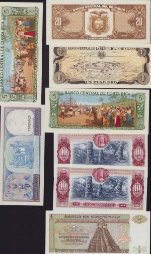 Lot of World paper money: Ecuador, Dominican Republic, Costa Rica, Colombia, Suriname, Guatemala (8)