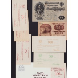 Lot of World paper money: Estonia, Russia & Estonian city Tartu temporary checks (7)