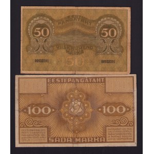 Estonia 100 marka 1921 & 50 marka 1919 (2)