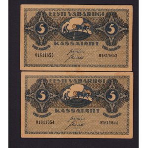 Estonia 5 marka 1919 - Consecutive numbers (2)