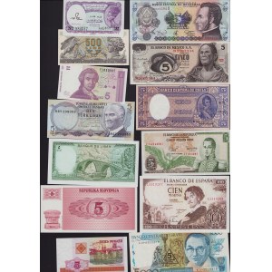 Lot of World paper money: Honduras, Mexico, Belarus, Chile, Colombia, Brazil, Spain, Lebanon, Turkey, Egypt, Italy, Slov