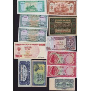 Lot of World paper money: Slovakia, Syria, Ukraine, Cambodia, Qatar, Zimbabwe, Czechoslovakia, Germany, Hungary (23)
