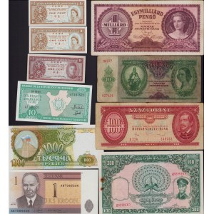 Lot of World paper money: Hungary, Burma, Estonia, Russia, Burundi, Hong Kong (10)
