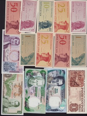 Lot of World paper money: Indonesia, Colombia, Ecuador, Poland, Brazil, USA (20)