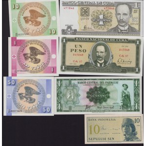 Lot of World paper money: Indonesia, Paraguay, Cuba (7)