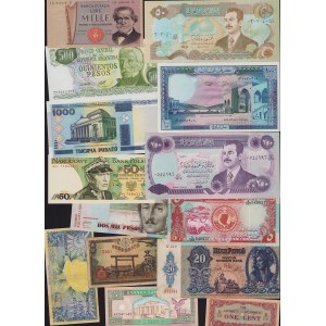 Lot of World paper money: Italy, Argentina, Belarus, Poland, Sudan, Japan, Somalia, Iraq, Hungary, Colombia, Indonesia,