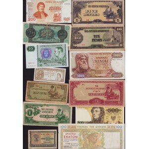 Lot of World paper money: Japan, Greece, Hungary, Poland, Hong Kong, Sweden (25)