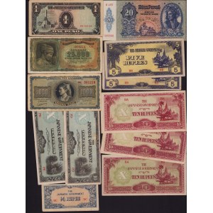 Lot of World paper money: Japan, Greece, Hungary, Poland, Hong Kong, Sweden (25)