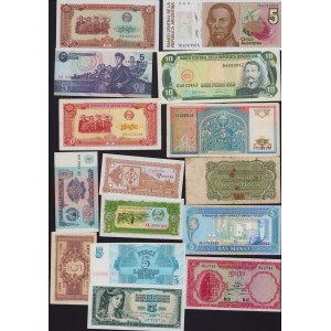 Lot of World paper money: Dominican Republic, Turkmenistan, Uzbekistan, Latvia, Italia, Czechoslovakia, Cambodia, Argent