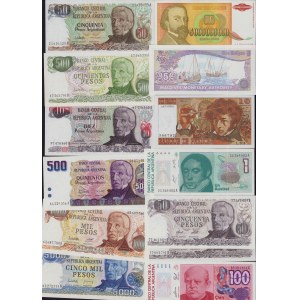Lot of World paper money: Yugoslavia, Maldives, Hong Kong, France, Argentina, Trinidad and Tobago, Bahamas, Cuba, Sloven