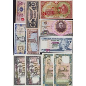Lot of World paper money: China, Lebanon, Liberia, Cuba, Turkey, Japan (21)