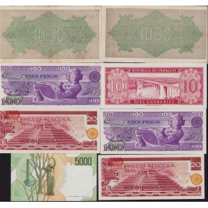 Lot of World paper money: Germany, Paraguay, Mexico, Italy (8)