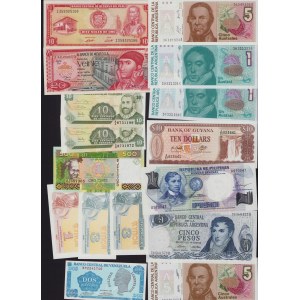 Lot of World paper money: Peru, Nicaragua, Mexico, Ukraine, Argentina, Venezuela, Philippines, Guyana, Guinea (16)