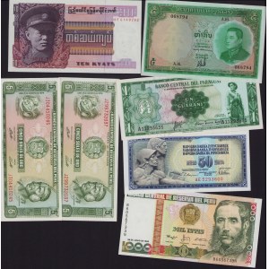 Lot of World paper money: Peru, Venezuela, Viet Nam, Guyana, Burma, Ukraine, Burundi, Paraguay, China, Laos, Hong Kong,