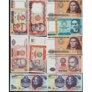 Lot of World paper money: Peru, Uruguay (10)