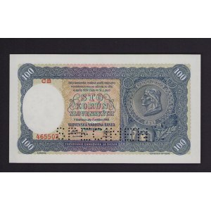 Slovakia 100 korun 1940 Specimen