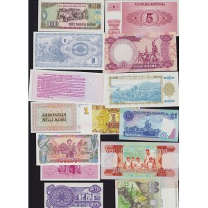 Lot of World paper money: Slovenia, Latvia, Viet Nam, Nigeria, Macedonia, Tonga, Malaysia, Tucumán Province, Slovakia, G