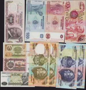 Lot of World paper money: Island, Gambia, Malawi, Kenya, Turkey, Congo, Ghana, Uruguay (17)