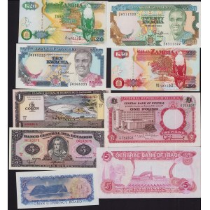 Lot of World paper money: Zambia, Nigeria, Iraq, Oman, El Salvador, Ecuador (9)