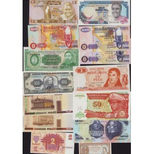 Lot of World paper money: Zambia, Argentina, Paraguay, Zaire, Uruguay, Ecuador, Latvia, Belarus, Hong Kong (14)