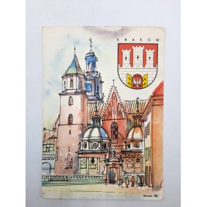 Pocztówka - Kraków - Katedra Wawelska z kaplicą Wazów [Herb]