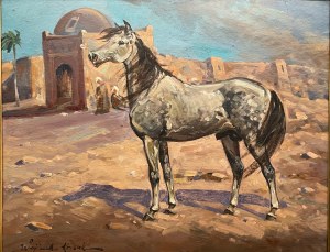 Kossak Wojciech(1856-1942), Koń arabski i nadchodząca burza piaskowa