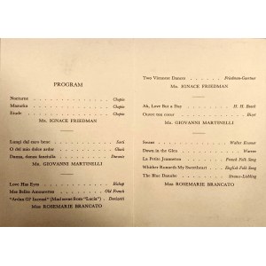 Ignacy Friedman- list z programem koncertu dla Roosevelta