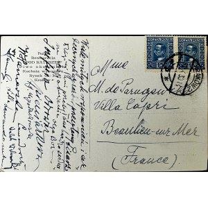Karta pocztowa z dedykacjami znanych osobistości ze świata malarstwa,m.in.Olgi Boznańskiej i muzyki