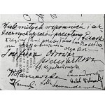 Karta pocztowa z dedykacjami znanych osobistości ze świata malarstwa,m.in.Olgi Boznańskiej i muzyki