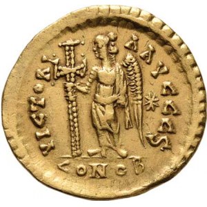 Řím, Leo I., 457 - 474, Solidus, Rv:VICTORIA.AVGGG., Victoria s křížem,